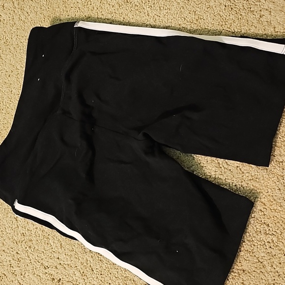 SO Women's Black Bike Shorts with White Stripes - Picture 2 of 5